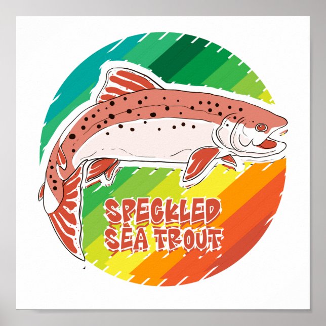 Póster Speckled Sea Trout Retro Fishing Gift (Frente)