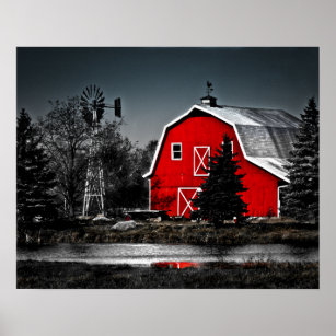Póster Spectacular Red Barn