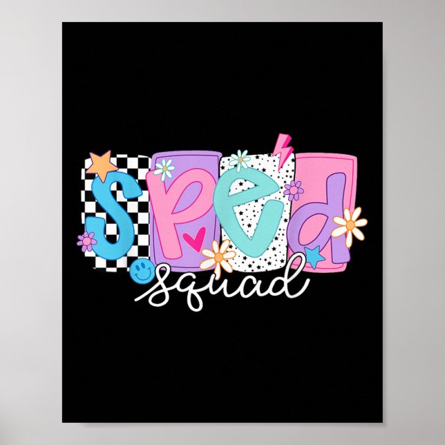 Póster Sped Teacher Squad Floral Educación especial de vu (Frente)
