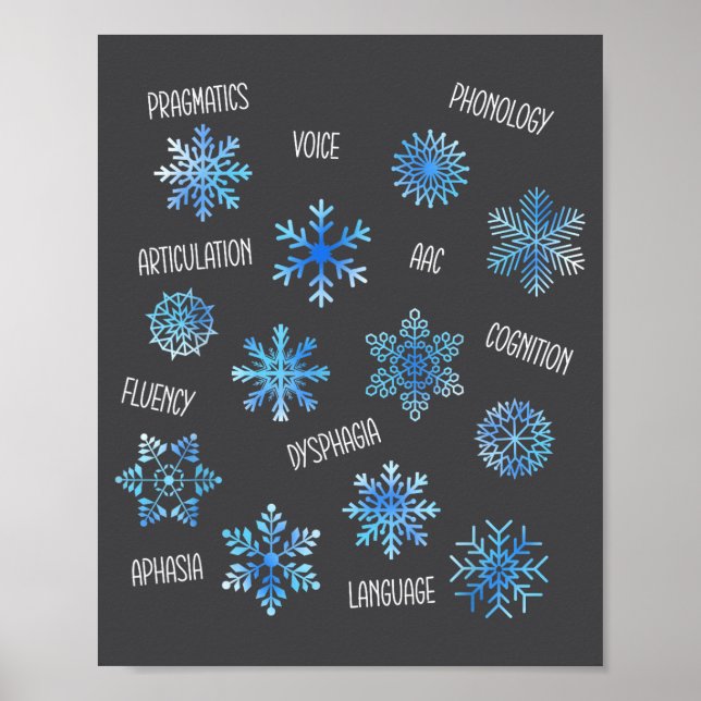 Póster Speech Therapy Snowflake Winter Vocabulary Theme F (Frente)