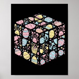 Póster Speed Cube Bunny Easter Egy Easter Day Boys Mens K