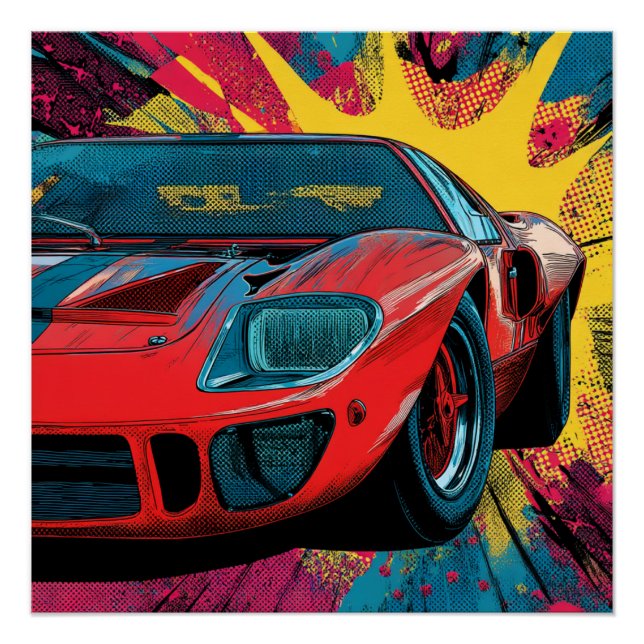 Póster Speed & Splatter – The Ford GT40 Gulf Legacy (Anverso)