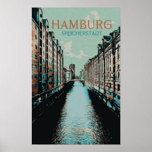 Póster Speicherstadt Hamburg - Distrito de Almacenes Icón