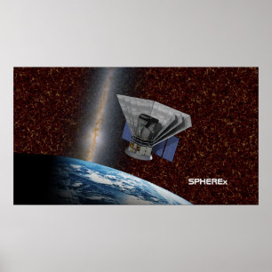 Póster SPHEREx Galaxy Hunter Spacecraft