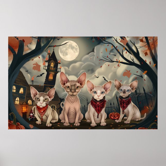 Póster Sphynx Cat Halloween Spooky (Frente)