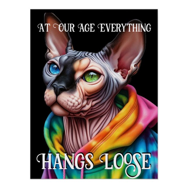 Póster Sphynx Cat Hangs Loose Cumpleaños (Anverso)