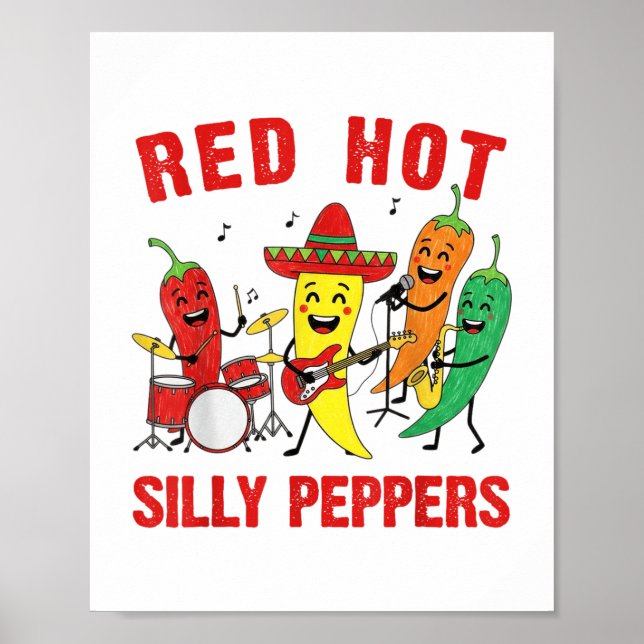 Póster Spich Red Hot Silly Peppers Banda Parodia De Chili (Frente)