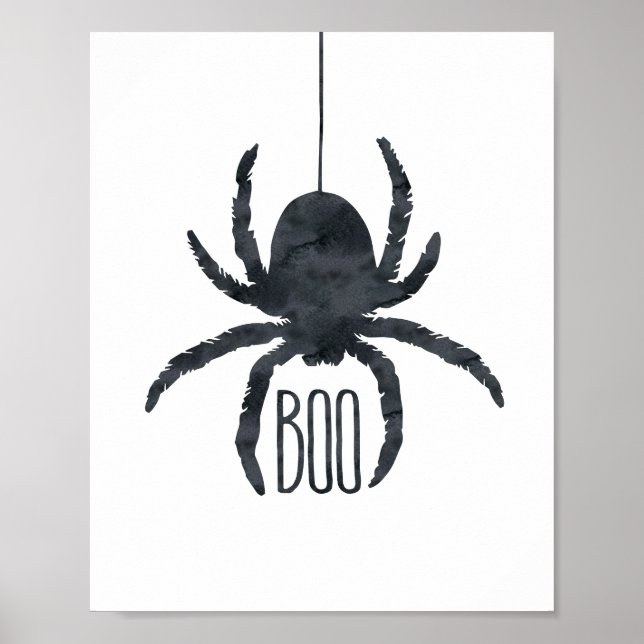 Póster Spider Spooky Halloween Black and White Boo (Frente)