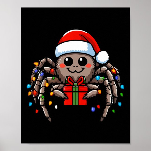 Póster Spider usando Navidades de Santa Hat navidad pijam (Frente)
