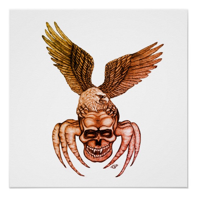 Póster Spiderskull con águila (Anverso)