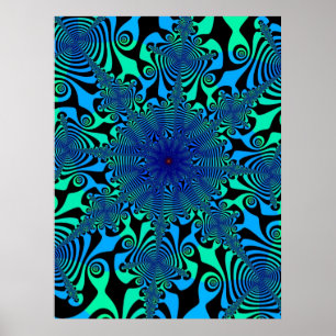 Póster Spinner mental en azul y verde