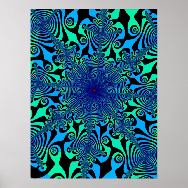 Póster Spinner mental en azul y verde (Frente)