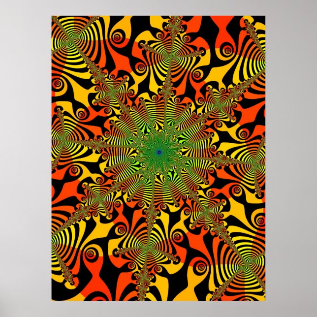 Póster Spinner mental en rojo y amarillo (Frente)