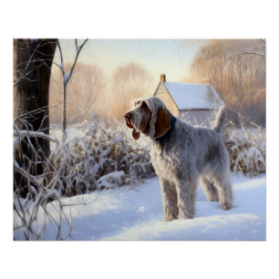 Póster Spinone Italiano Deja que nieve Navidad