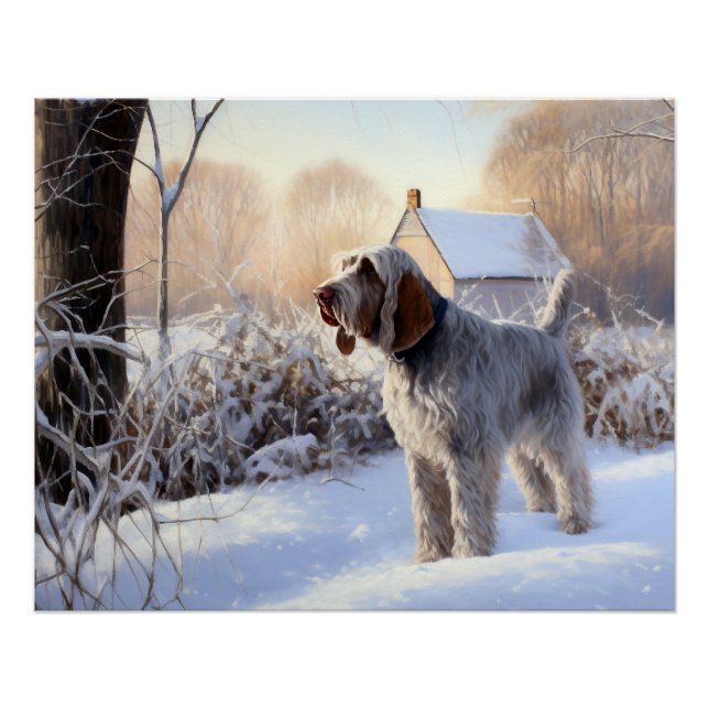 Póster Spinone Italiano Deja que nieve Navidad (Anverso)