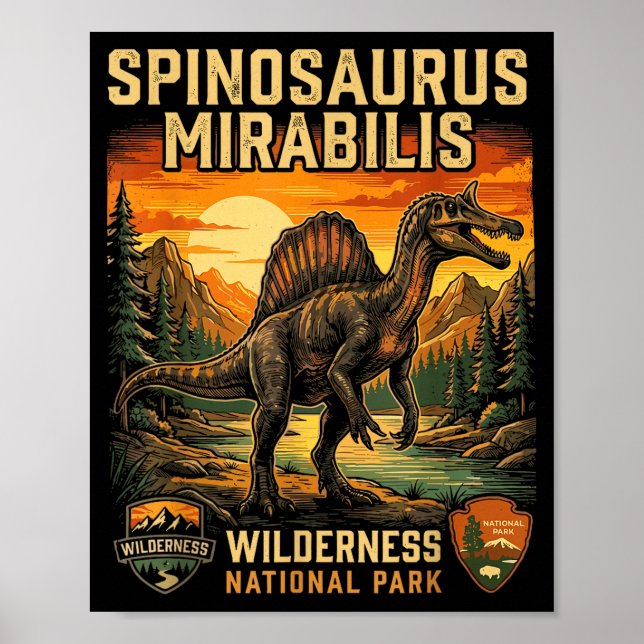 Póster Spinosaurus mirabilis nuevo dinosaurio prehistóric (Frente)
