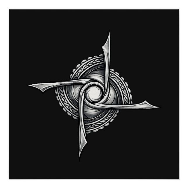 Póster Spiral Blade Sigil – Abstract Rotational Symbol (Anverso)