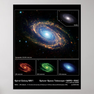 Póster Spiral Galaxy M81 – Spitzer Space Telescope