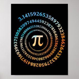 Póster Spiral Pi Day Retro Pi Número 3.14 Símbolo Pi Day 