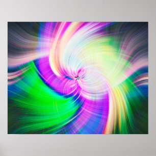 Póster SPIRALFLUO - Fractal Psicodélico Colorido Moderno 