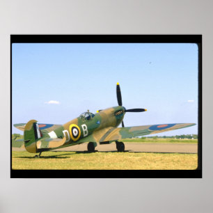 Póster Spitfire británico, aviones cuartos posteriores de