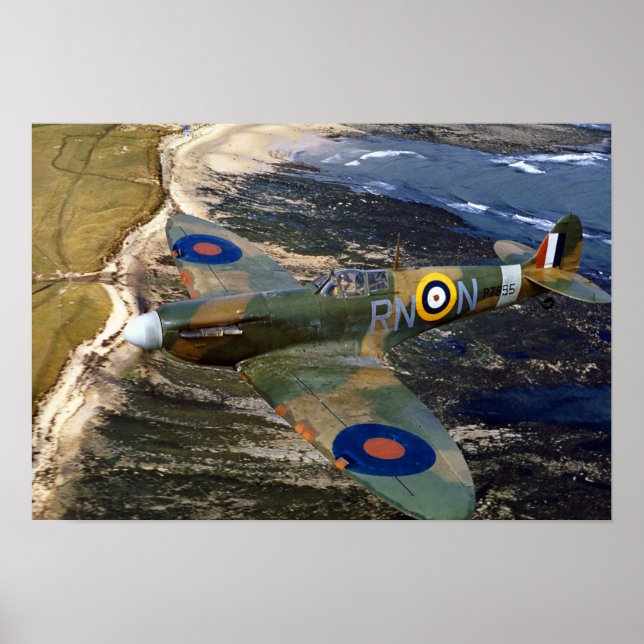 Póster Spitfire supermarino - Fotografía de aviación de é (Frente)