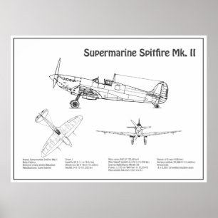 Póster Spitfire supermarino - Plano aéreo BD
