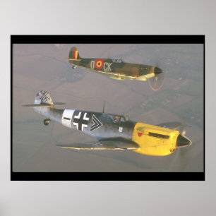 Póster Spitfire (top) y aviones de Messerschmitt_Military