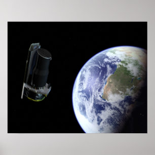 Póster Spitzer saliendo de la Tierra poco después del lan