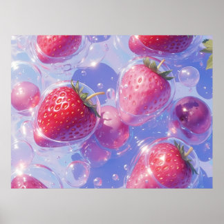 Póster Splash de uva de fresa