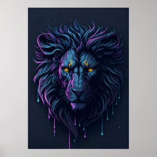 Póster Splash Drin Colorful Lion Head