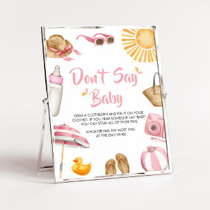 Póster Splash rosa Baby Shower no dice bebé