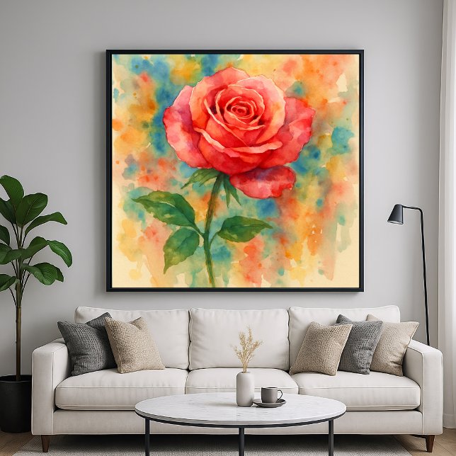 Póster Splash Rosa - Estilo de pintura de acuarela floral (Subido por el creador)