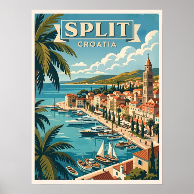 Póster Split Croacia Viaje Vintage (Frente)