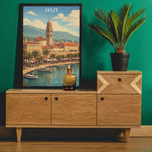 Póster Split Croacia Vintage Costa Adriática