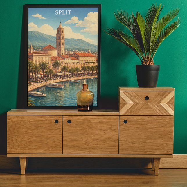 Póster Split Croacia Vintage Costa Adriática (Split Croatia Vintage Adriatic Coast Poster)