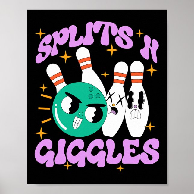 Póster Splits n Giggles Funny Bowler Team Bowler Sports (Frente)