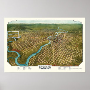 Póster Spokane, WA Panoramic Map - 1905