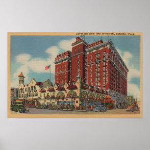 Póster Spokane, WA - Vista del Hotel Davenport #2