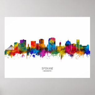 Póster Spokane Washington Skyline