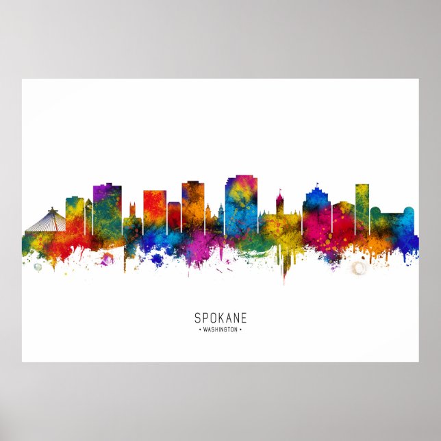 Póster Spokane Washington Skyline (Frente)