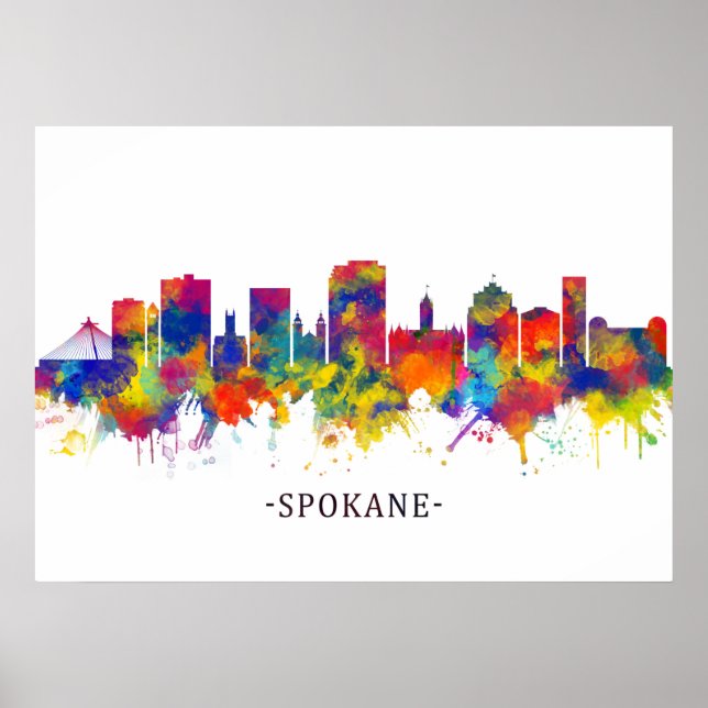Póster Spokane Washington Skyline (Frente)