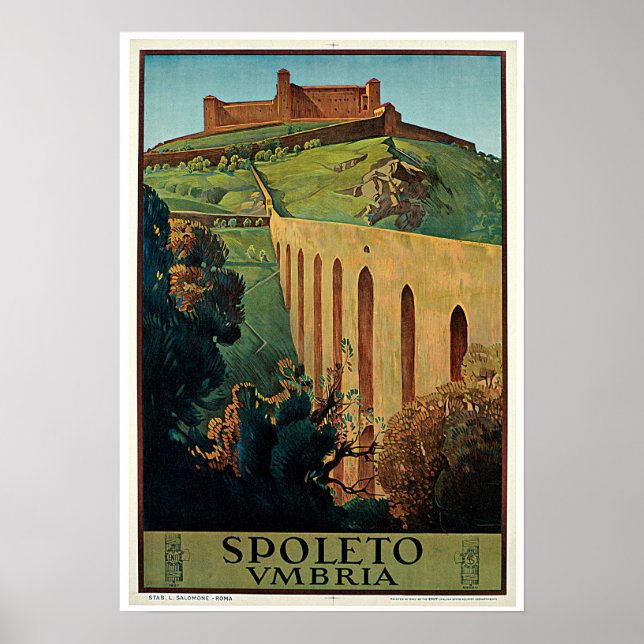 Póster Spoleto Italia Viaje italiano de época (Frente)