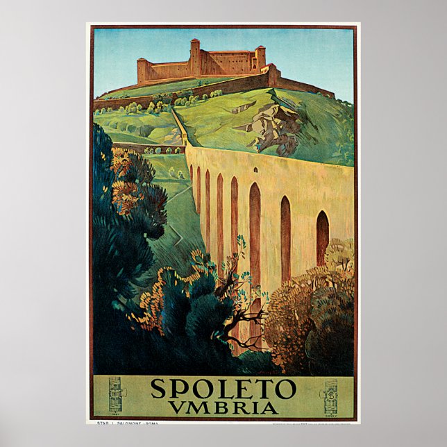 Póster Spoleto Vmbria Vintage Poster de Viajes (Frente)