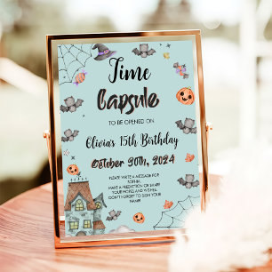Póster Spooky Boy Halloween Birday Time Capsule Rótulo