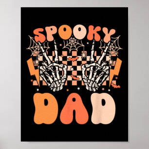 Póster Spooky Dad Halloween Skeleton Costume Retro Groovy