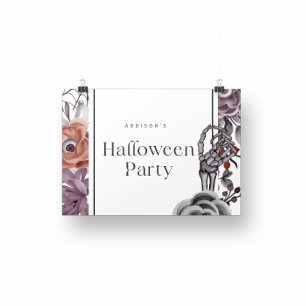 Póster Spooky Floral Halloween Birday Party Card