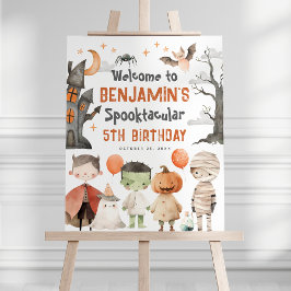 Póster Spooky Halloween Birday Party Welcome Sign