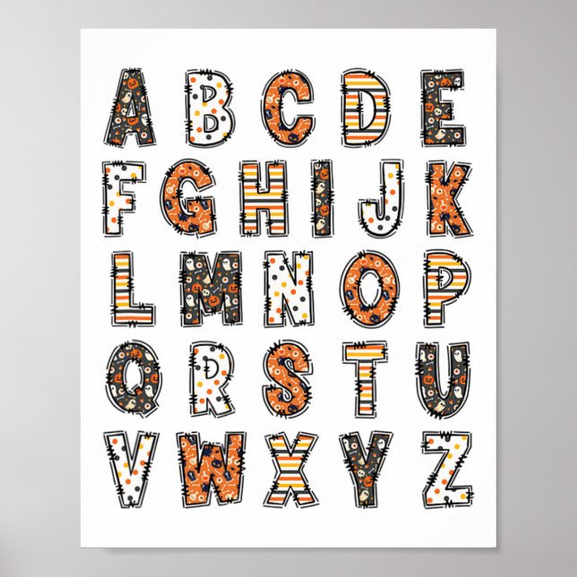 Póster Spooky Halloween Teachet Alphabet (Frente)