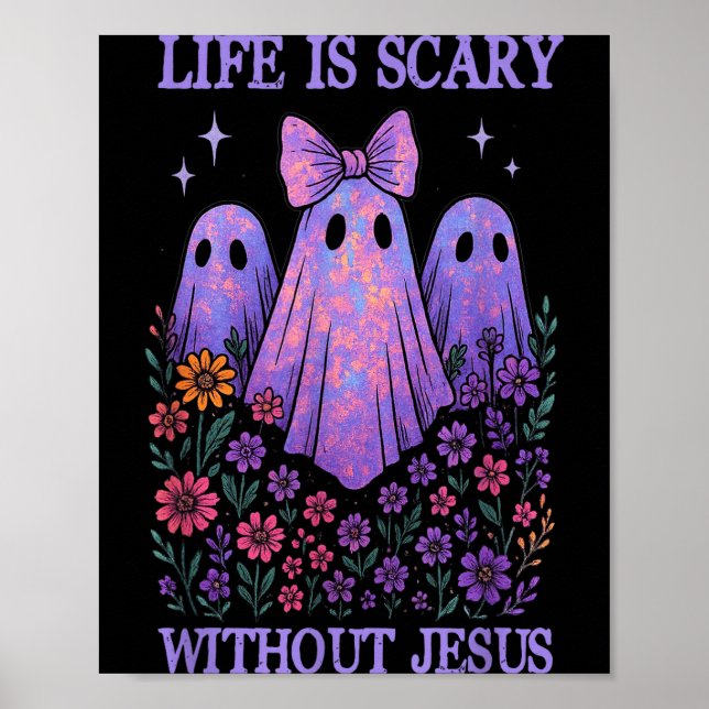 Póster Spooky Life Is Scary Without Jesus Christian Hallo (Frente)
